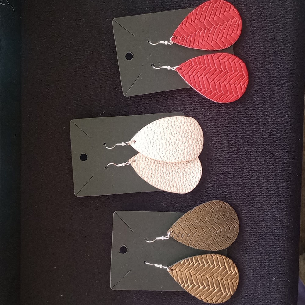 Faux leather earring set